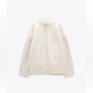 Zara Oversized Pocket Bomber Ecru Size XS-Small